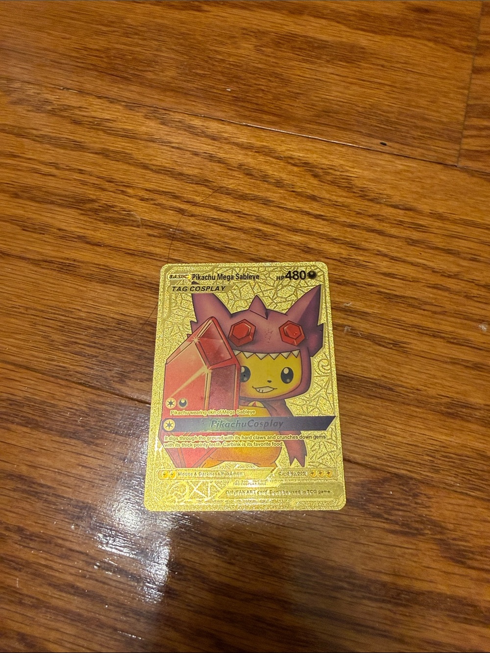 Pokemon Gold Pikachu Cosplay Trading Card - Yellow, Purple, Red